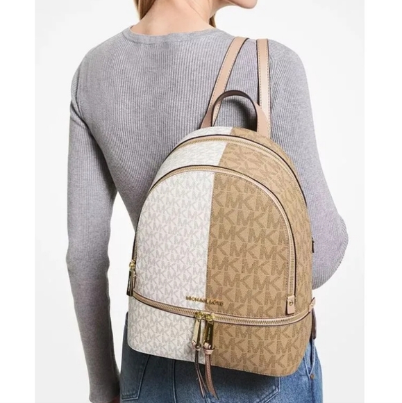 Michael Kors Rhea Color Block Logo MD Backpack - Picture 8 of 9